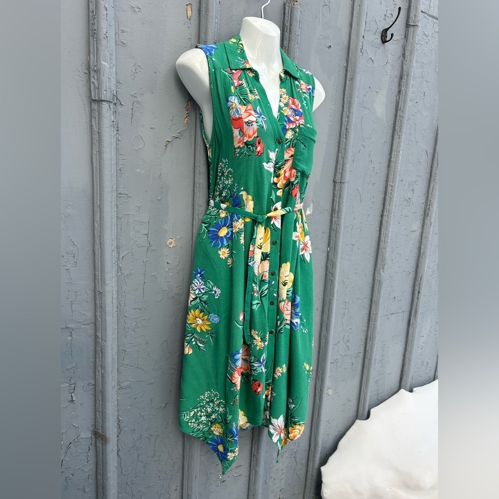 Maeve Rory Green Floral Sleeveless shirt dress, size 2 - Picture 9 of 14